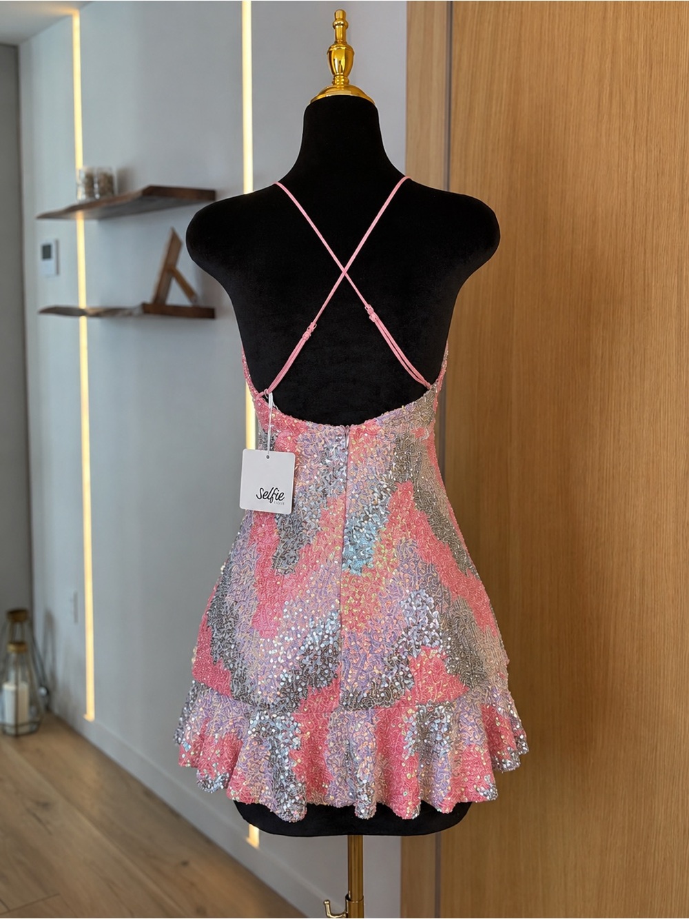 Selfie Leslie Pink Sequin Mermaid Party Mini Dress | Y2K Glam Muse - Picture 4 of 5